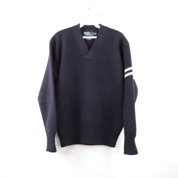 Vintage Ralph Lauren Striped Wool Varsity Sweater - Picture 1 of 8